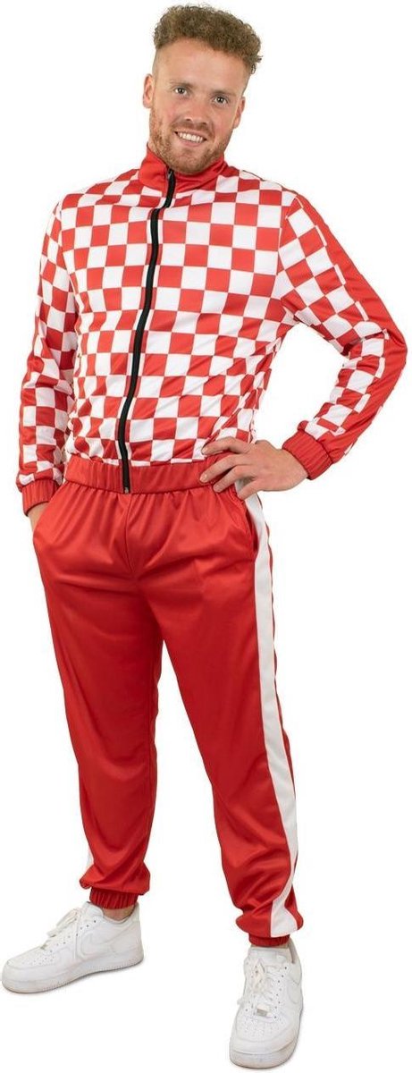 Brabant & Oeteldonk Kostuum | Rood Wit Trainingspak Brabant | Man | Large | Carnaval kostuum | Verkleedkleding